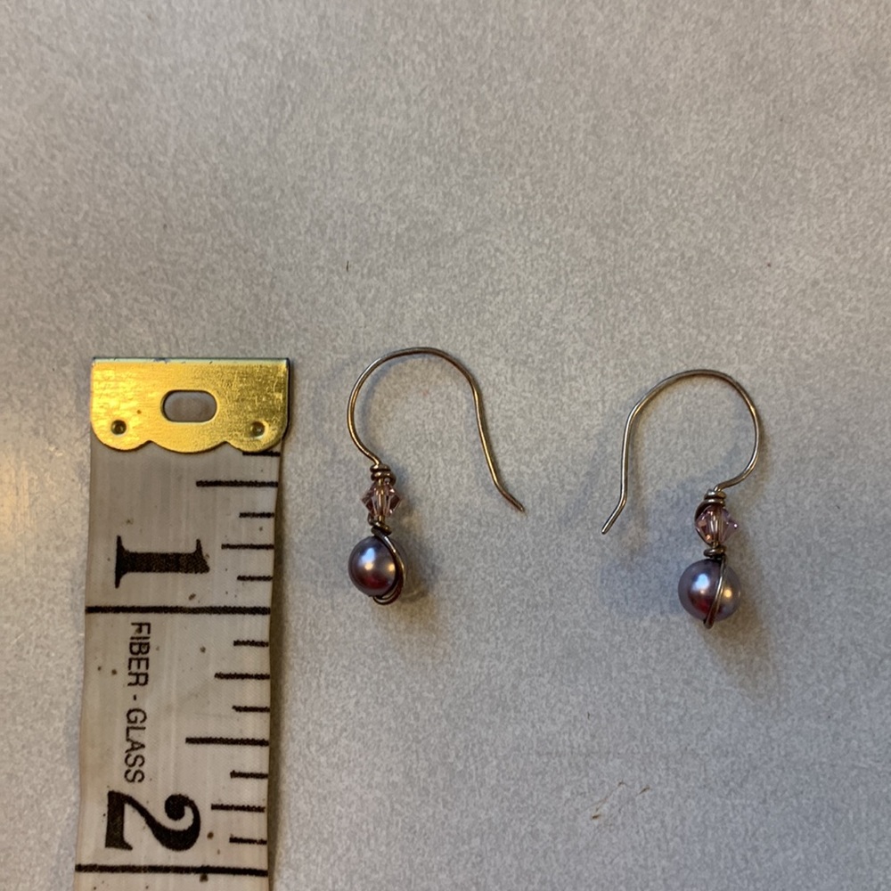 925 genuine pearl/precious stone earrings - Picture 3 of 3